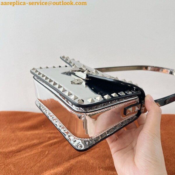 Replica Valentino Rockstud23 Small Shoulder Bag in Silver Calfskin 9