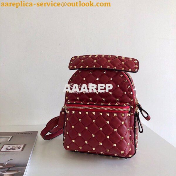 Replica Valentino Garavani Rockstud Spike Mini Leather Backpack Red 5