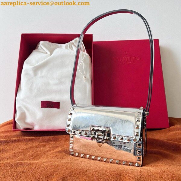 Replica Valentino Rockstud23 Small Shoulder Bag in Silver Calfskin 8