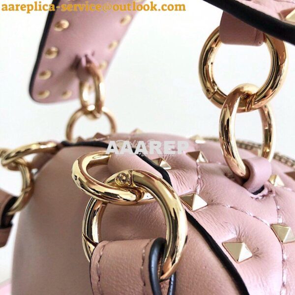 Replica Valentino Garavani Rockstud Spike Mini Leather Backpack Pink 10