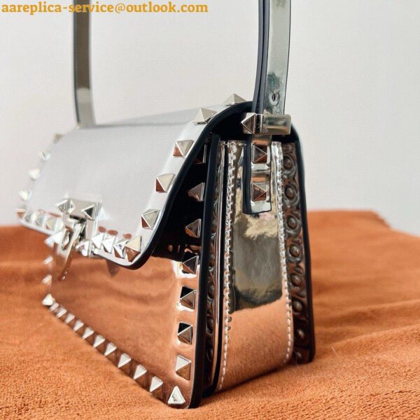 Replica Valentino Rockstud23 Small Shoulder Bag in Silver Calfskin 11