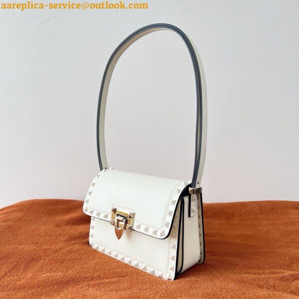 Replica Valentino Rockstud23 Small Shoulder Bag in White Calfskin 14