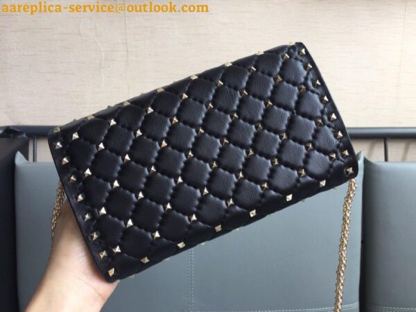 Replica Valentino Rockstud Spike Crossbody Clutch Bag In Black Lambskin 4