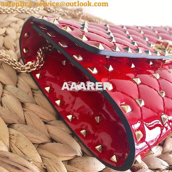 Replica Valentino Garavani Rockstud Spike Patent Leather Bag Red 6