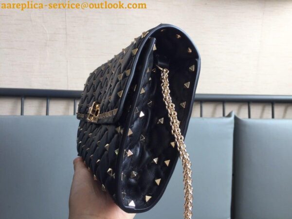 Replica Valentino Rockstud Spike Crossbody Clutch Bag In Black Lambskin 6