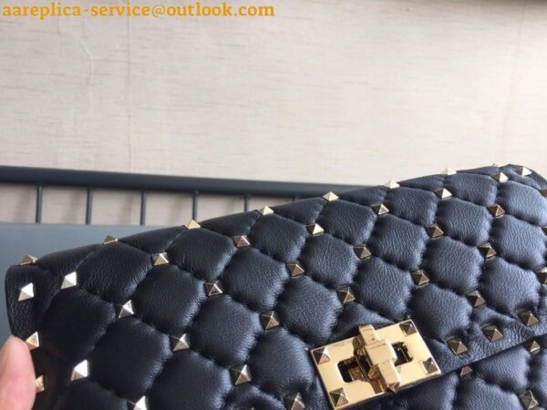 Replica Valentino Rockstud Spike Crossbody Clutch Bag In Black Lambskin 7