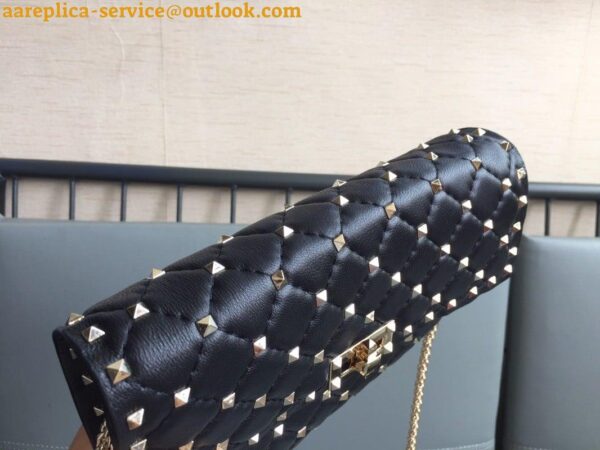 Replica Valentino Rockstud Spike Crossbody Clutch Bag In Black Lambskin 8