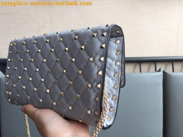 Replica Valentino Rockstud Spike Crossbody Clutch Bag In Blue Lambskin 5