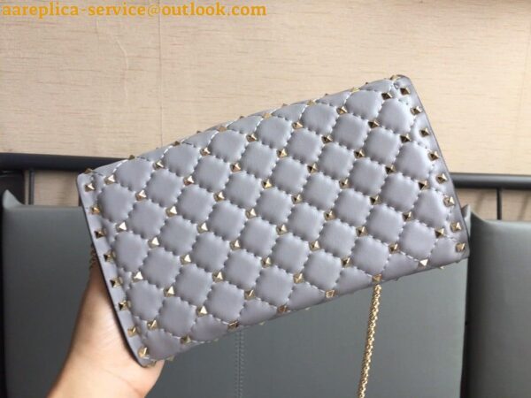 Replica Valentino Rockstud Spike Crossbody Clutch Bag In Blue Lambskin 6