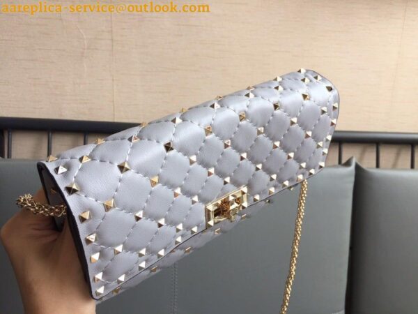 Replica Valentino Rockstud Spike Crossbody Clutch Bag In Blue Lambskin 11