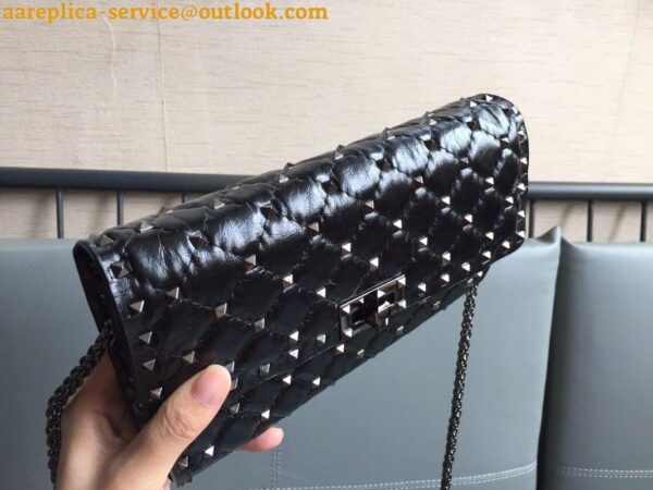 Replica Valentino Rockstud Spike Crossbody Clutch Bag In Crinkled Lambskin 7