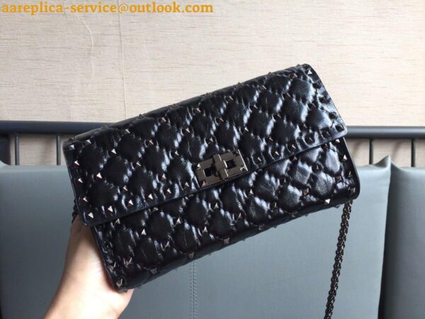 Replica Valentino Rockstud Spike Crossbody Clutch Bag In Crinkled Lambskin 13