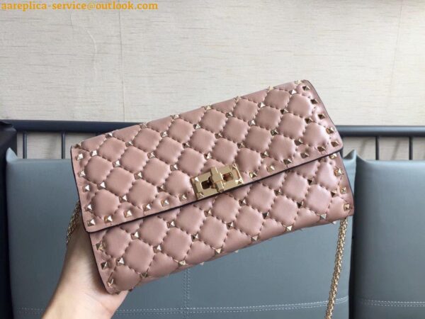 Replica Valentino Rockstud Spike Crossbody Clutch Bag In Poudre Lambskin 10