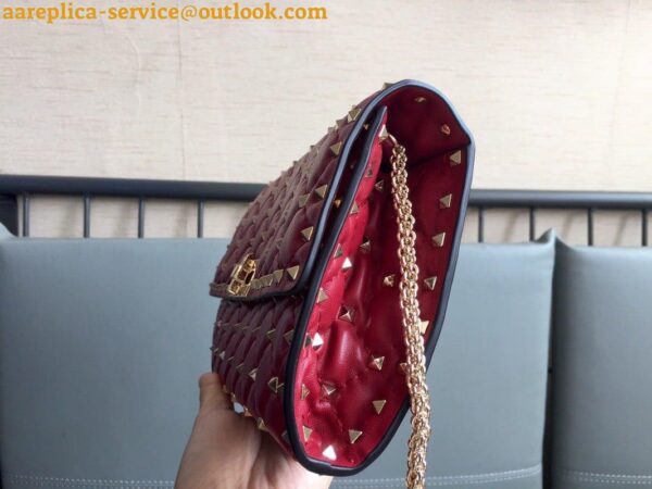 Replica Valentino Rockstud Spike Crossbody Clutch Bag In Red Lambskin 5