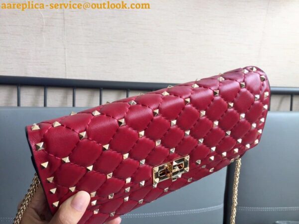 Replica Valentino Rockstud Spike Crossbody Clutch Bag In Red Lambskin 7