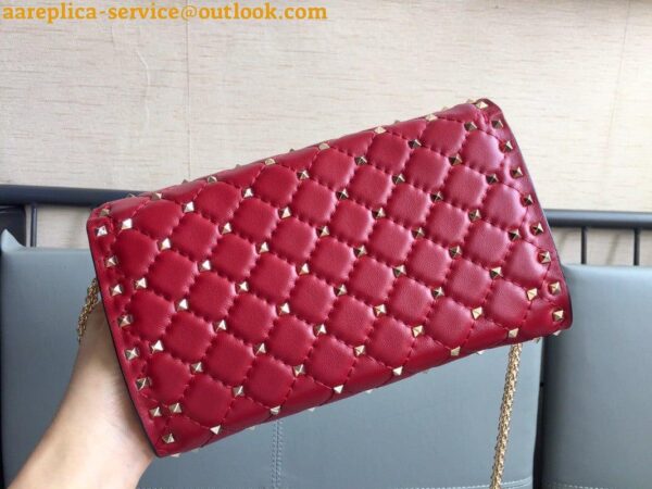 Replica Valentino Rockstud Spike Crossbody Clutch Bag In Red Lambskin 9