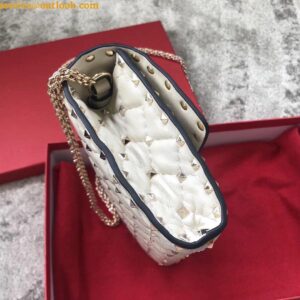 Replica Valentino Rockstud Spike Crossbody Clutch Bag In White Lambskin