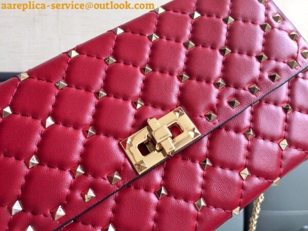 Replica Valentino Rockstud Spike Crossbody Clutch Bag In Red Lambskin 10