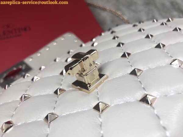 Replica Valentino Rockstud Spike Crossbody Clutch Bag In White Lambskin 6