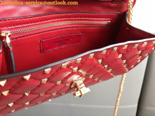 Replica Valentino Rockstud Spike Crossbody Clutch Bag In Red Lambskin 13