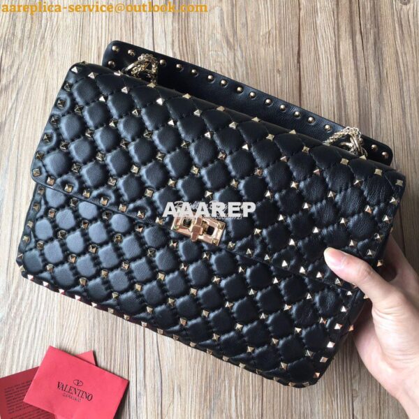 Replica Valentino Garavani Rockstud Spike Quilted Leather Chain bag Bl 12