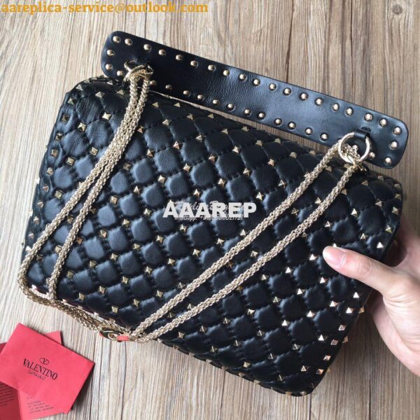 Replica Valentino Garavani Rockstud Spike Quilted Leather Chain bag Bl 13