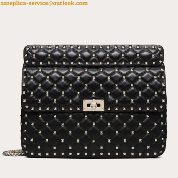 Replica Valentino Rockstud Spike Large Bag In Black Nappa Lambskin 3