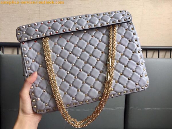 Replica Valentino Rockstud Spike Large Bag In Blue Nappa Lambskin 11