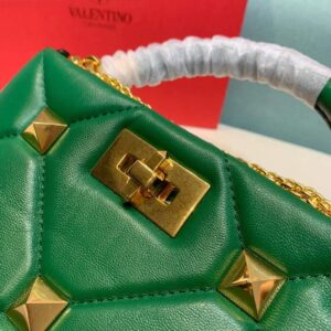 Replica Valentino 0097S Small Roman Stud The Handle Bag In Nappa Green 2