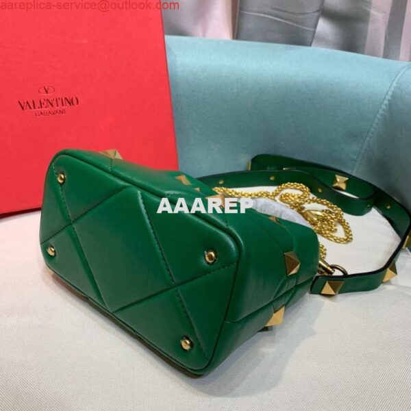 Replica Valentino 0097S Small Roman Stud The Handle Bag In Nappa Green 7