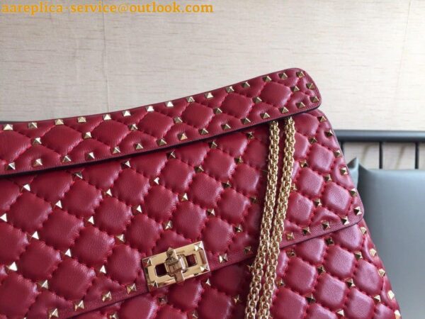 Replica Valentino Rockstud Spike Large Bag In Red Nappa Lambskin 5