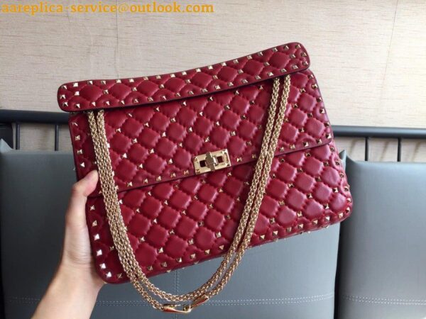 Replica Valentino Rockstud Spike Large Bag In Red Nappa Lambskin 6