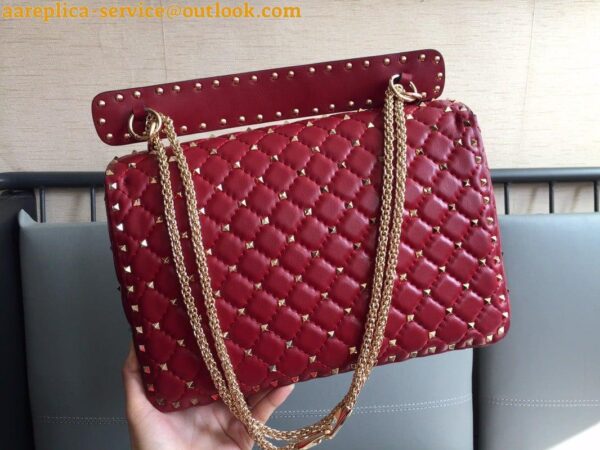 Replica Valentino Rockstud Spike Large Bag In Red Nappa Lambskin 8