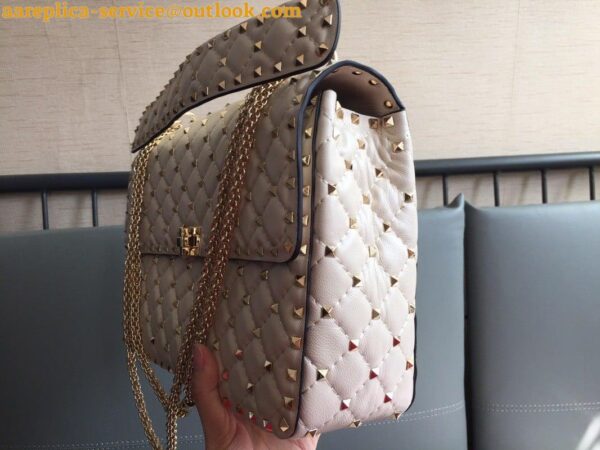 Replica Valentino Rockstud Spike Large Bag In White Nappa Lambskin 5