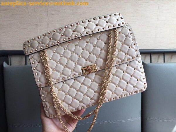 Replica Valentino Rockstud Spike Large Bag In White Nappa Lambskin 6