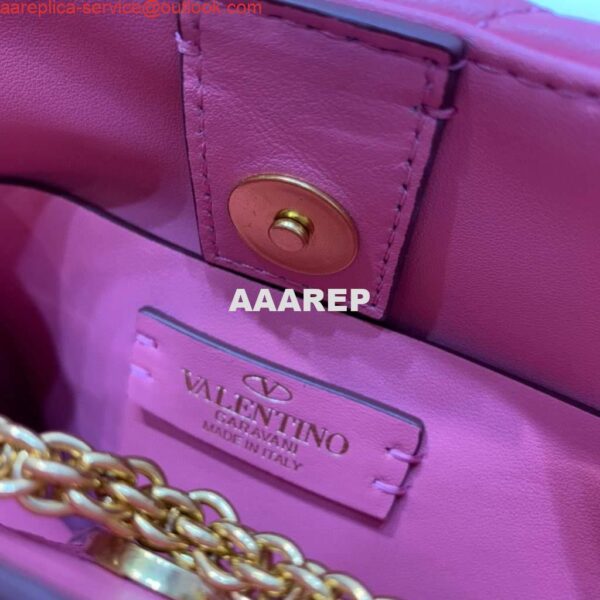 Replica Valentino 0097S Small Roman Stud The Handle Bag In Nappa Pink 10