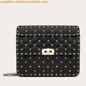 Replica Valentino Rockstud Spike Medium Bag In Black Nappa Lambskin 2