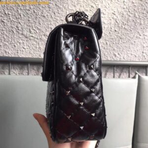 Replica Valentino Rockstud Spike Medium Bag In Crinkled Nappa Lambskin