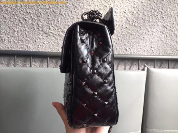 Replica Valentino Rockstud Spike Medium Bag In Crinkled Nappa Lambskin 3