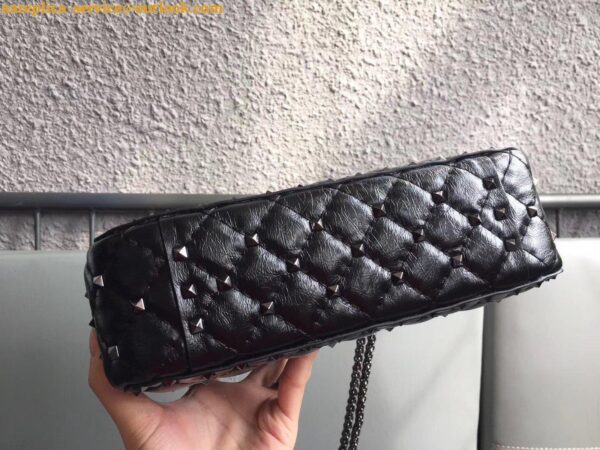 Replica Valentino Rockstud Spike Medium Bag In Crinkled Nappa Lambskin 6