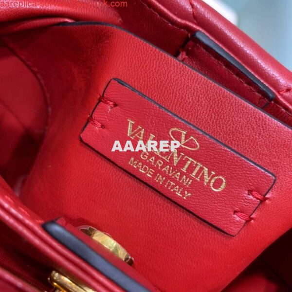 Replica Valentino 0097S Small Roman Stud The Handle Bag In Nappa Red 9