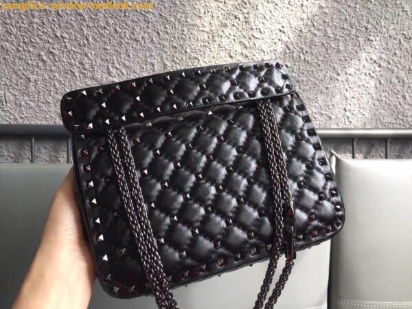 Replica Valentino Rockstud Spike Medium Bag In Crinkled Nappa Lambskin 9