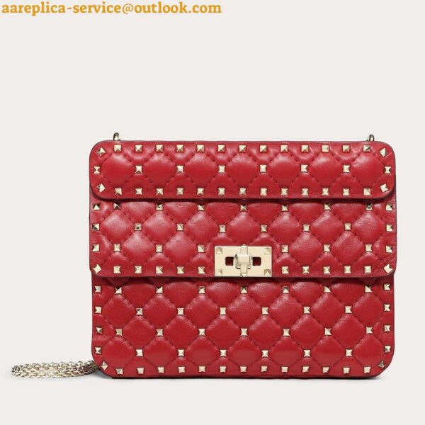 Replica Valentino Rockstud Spike Medium Bag In Red Nappa Lambskin