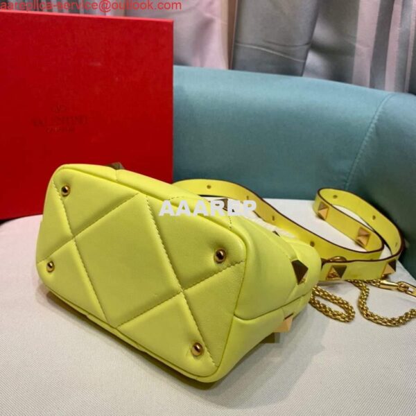 Replica Valentino 0097S Small Roman Stud The Handle Bag In Nappa Yellow 6