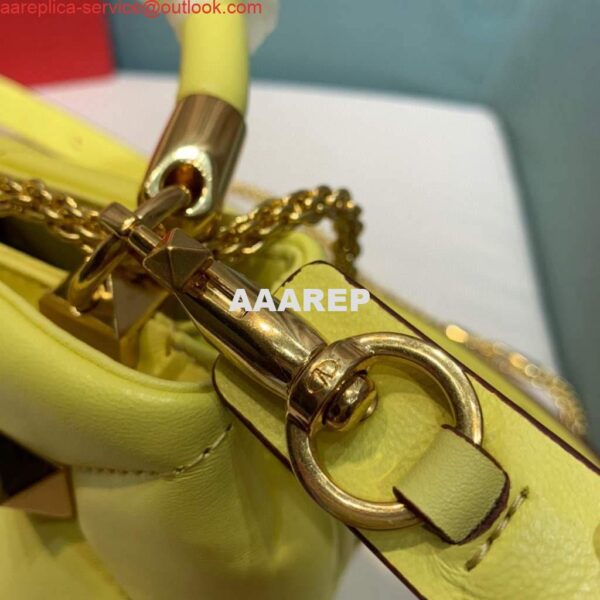 Replica Valentino 0097S Small Roman Stud The Handle Bag In Nappa Yellow 7