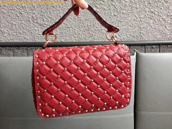 Replica Valentino Rockstud Spike Medium Bag In Red Nappa Lambskin 8