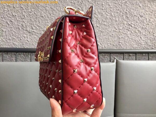 Replica Valentino Rockstud Spike Medium Bag In Red Nappa Lambskin 9