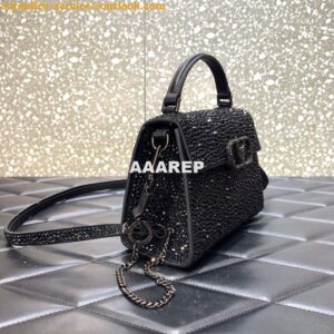 Replica Valentino 1W2B0G97TZA0FO Vsling Mini Handbag With Sparkling Embroidery Black 2