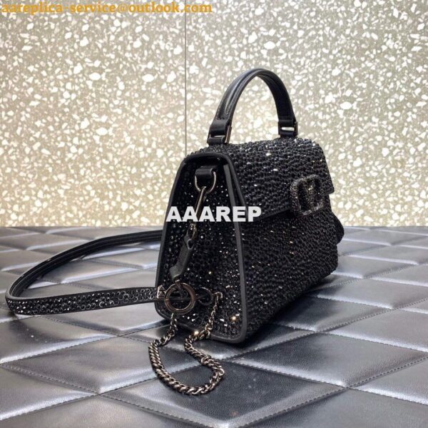 Replica Valentino 1W2B0G97TZA0FO Vsling Mini Handbag With Sparkling Embroidery Black 4