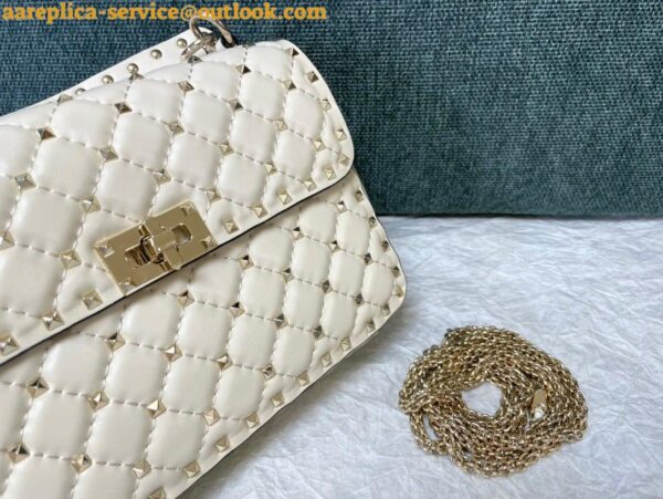 Replica Valentino Rockstud Spike Medium Bag In White Nappa Lambskin 4